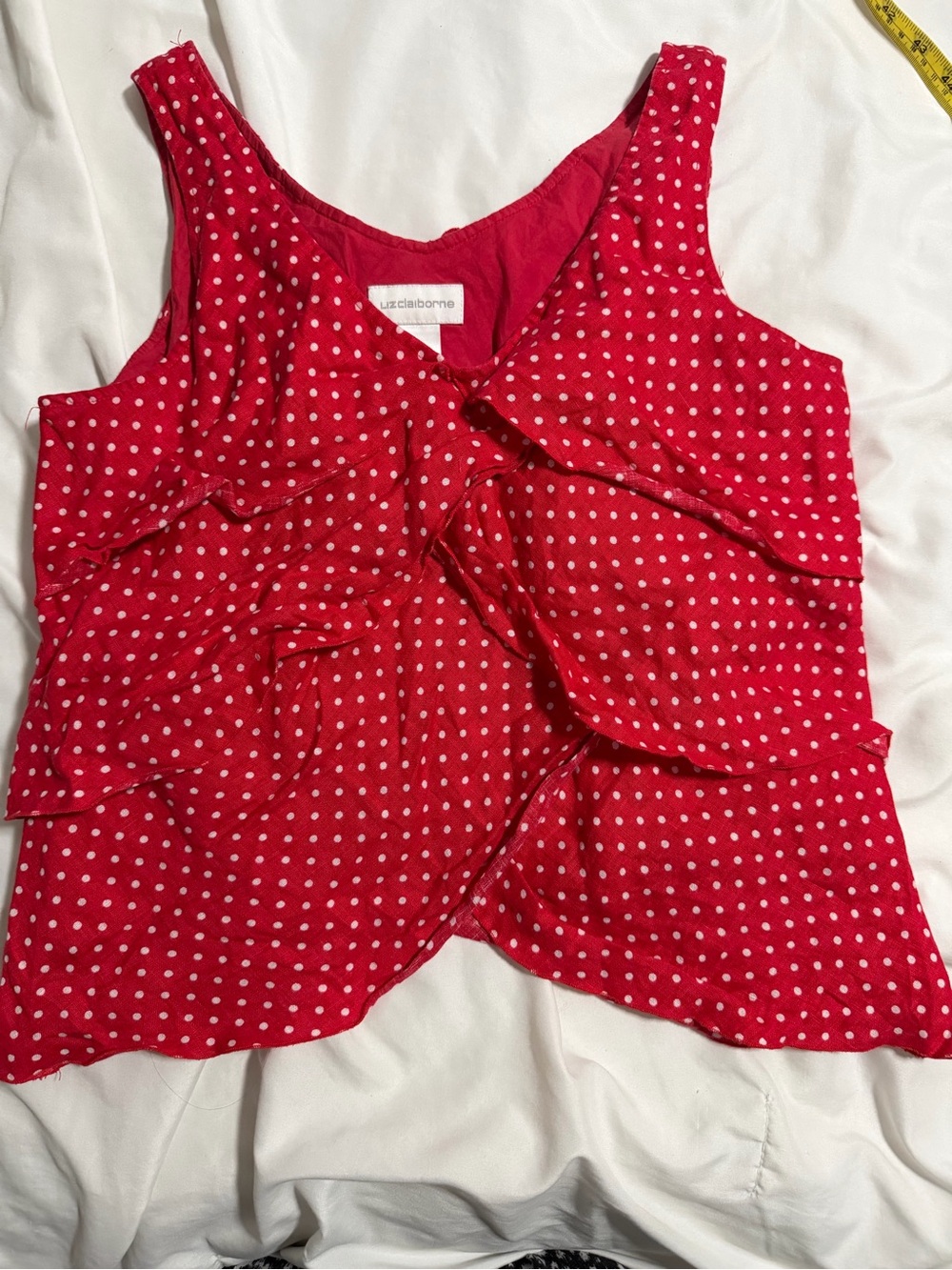 Liz Claiborne Red Polka Dot Ruffle Top